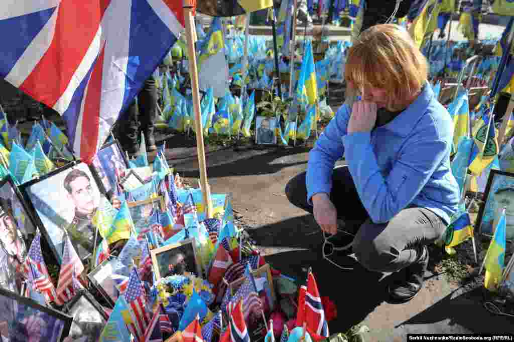 US Army veteran Liz Breuker attends the commemorations in Kyiv.