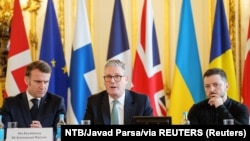 France's President Emmanuel Macron, Britain's Prime Minister Keir Starmer, and President Volodymyr Zelenskyy attend the European leaders' summit to discuss European security and Ukraine, at Lancaster House in London, Britain, March 2, 2025.