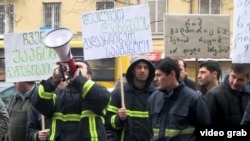 Georgian firemen on hunger strike in Tbilisi.